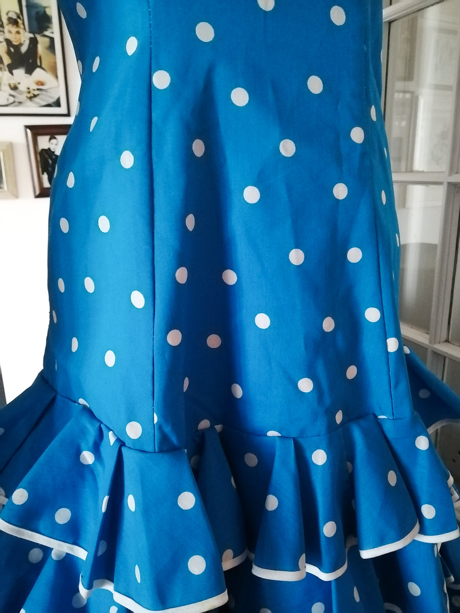 Blue Polkadot flamenco dress  SECOND TIME AROUND