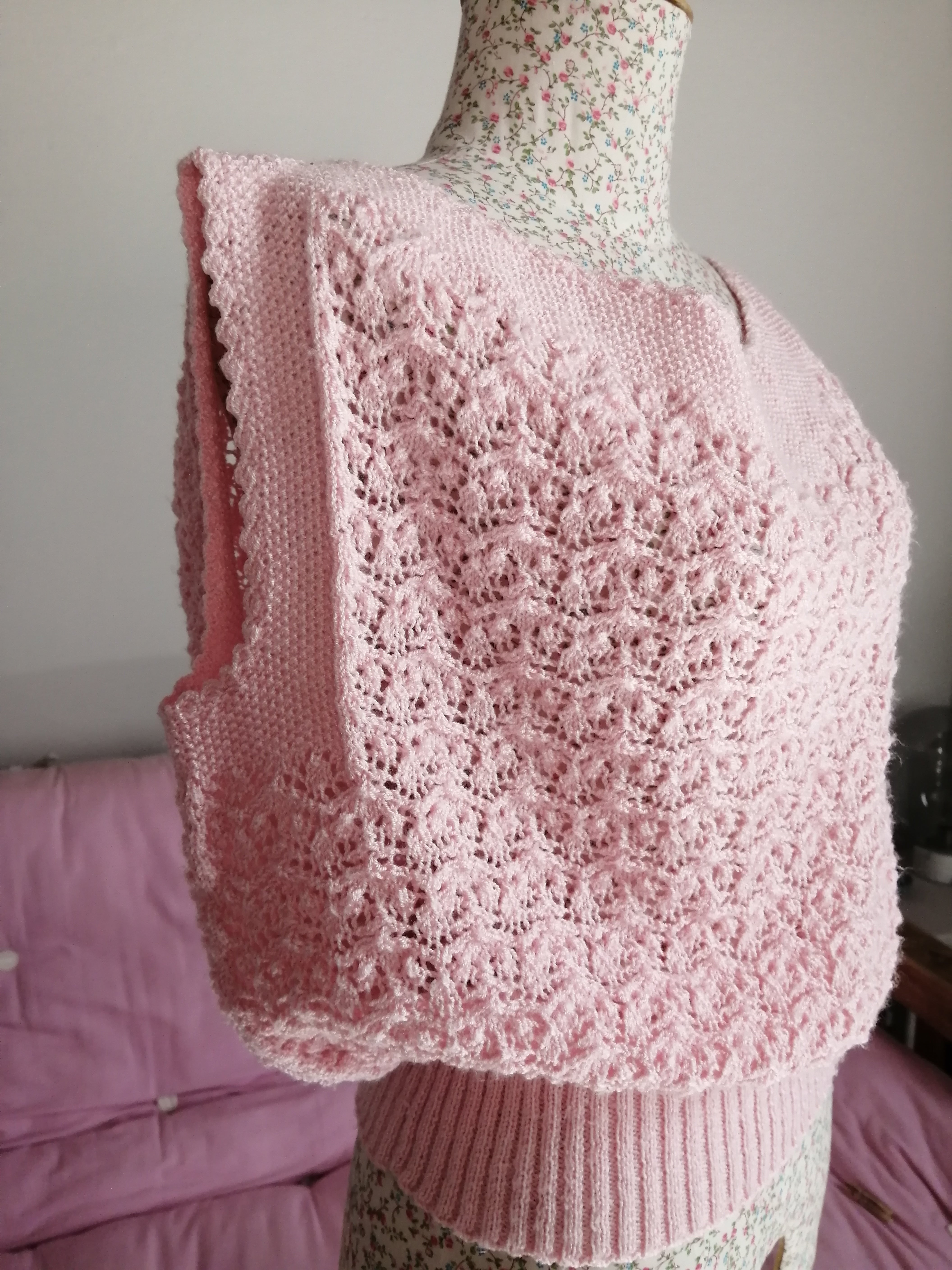 Pink Crochet Pullover