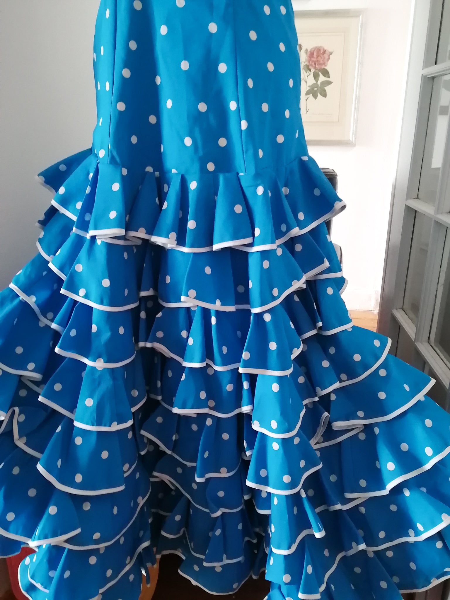 Blue Polkadot flamenco dress