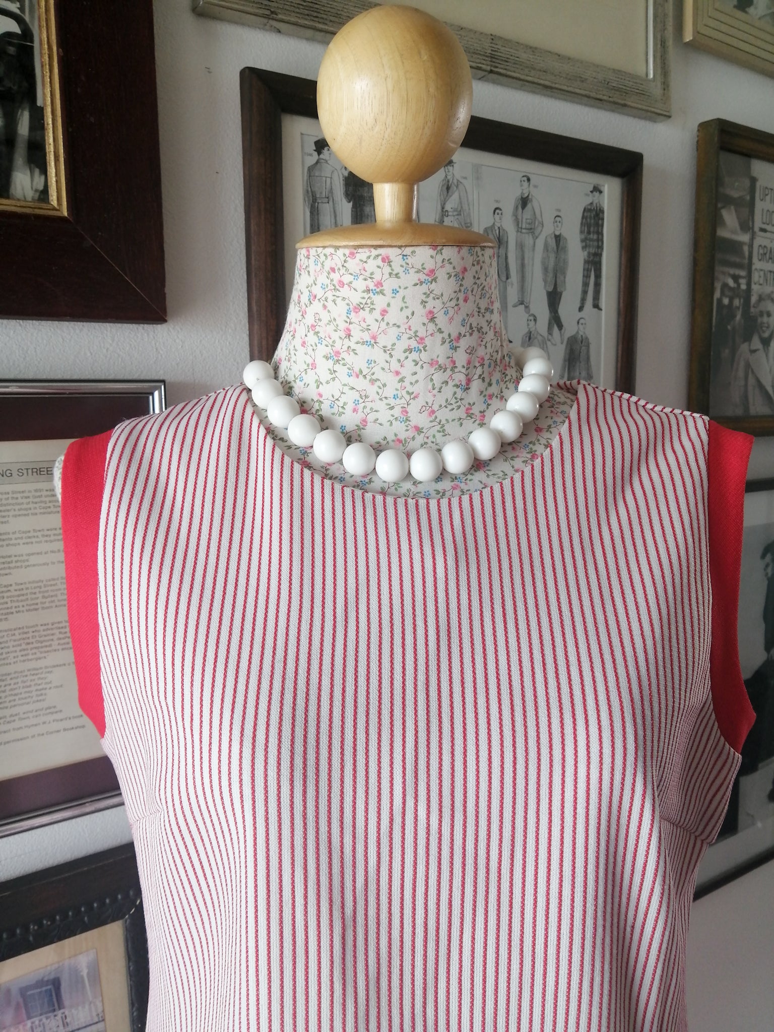1960's Vintage red and white striped mini dress