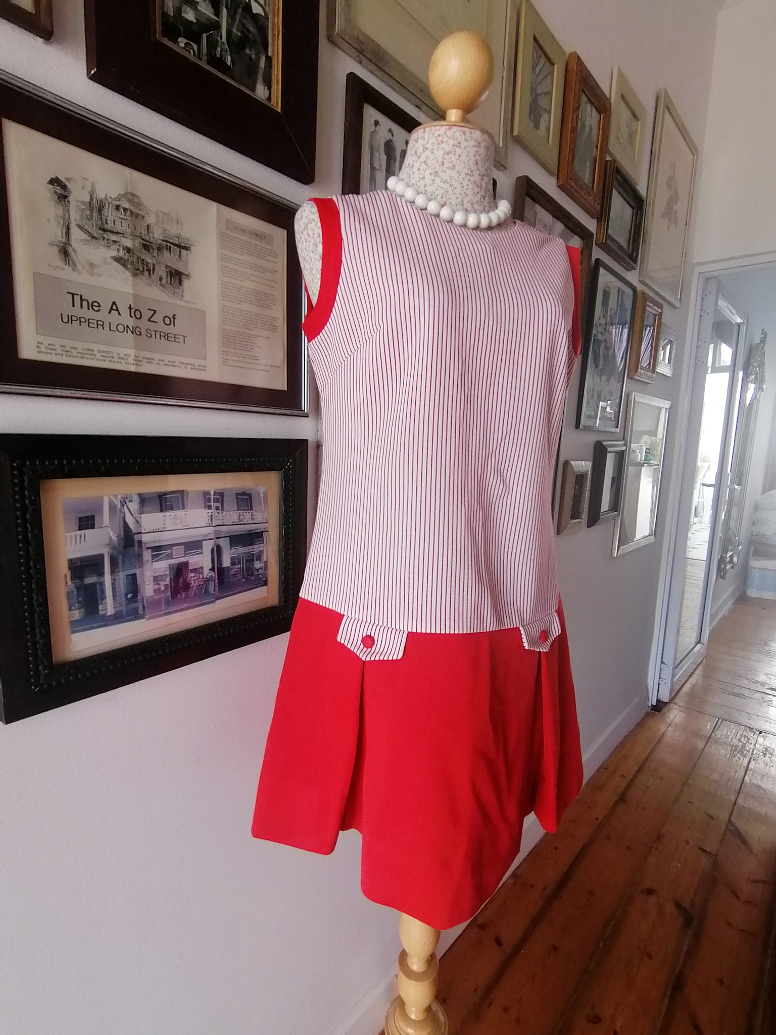 1960's Vintage red and white striped mini dress