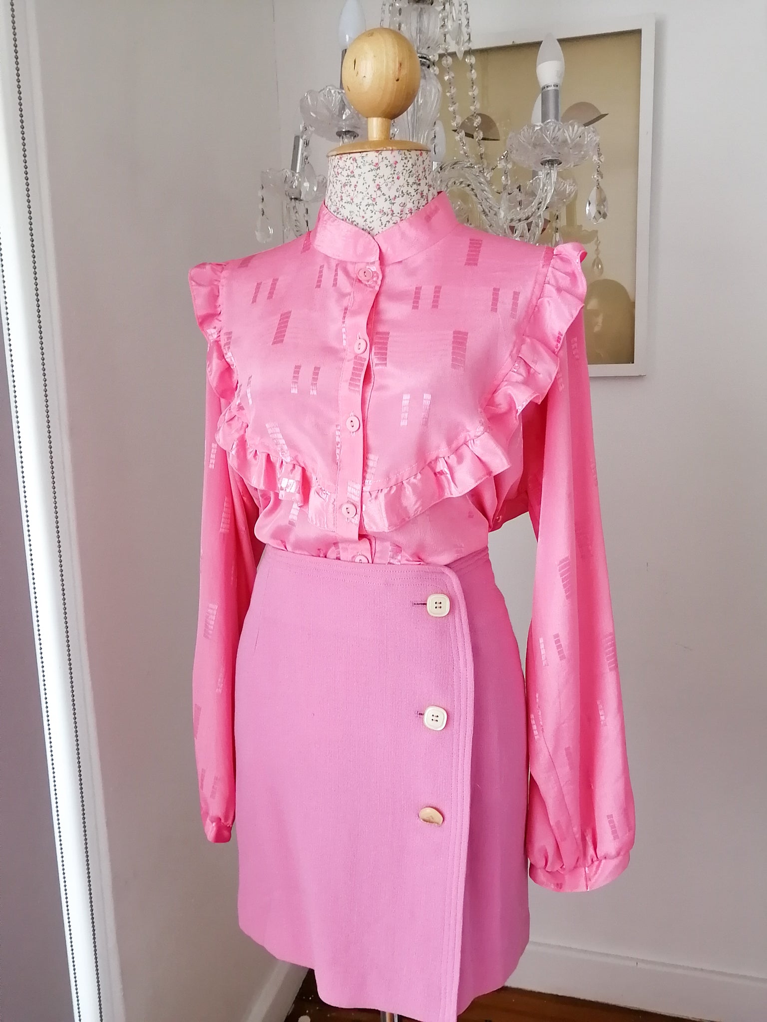 Bright pink frill blouse